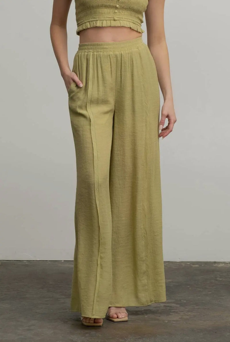 EVIE WIDE LEG PINTUCK PANTS