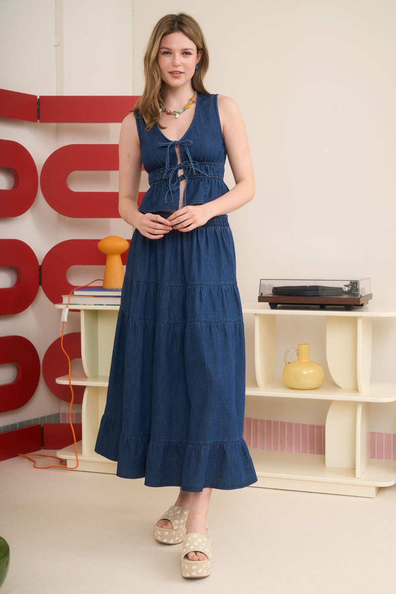 ISABELLA TIERED DENIM SKIRT