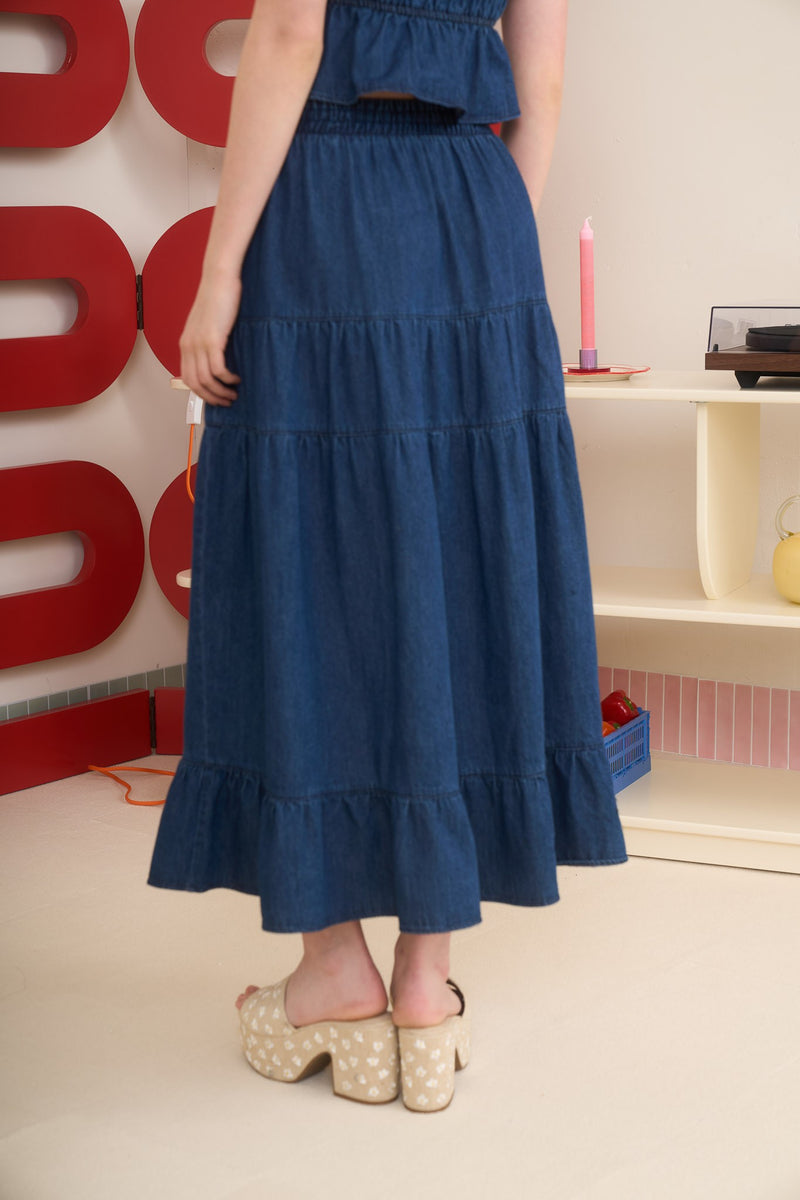 ISABELLA TIERED DENIM SKIRT