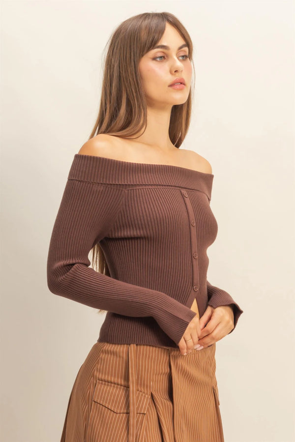AVERY OFF SHOULDER RIBBED TOP