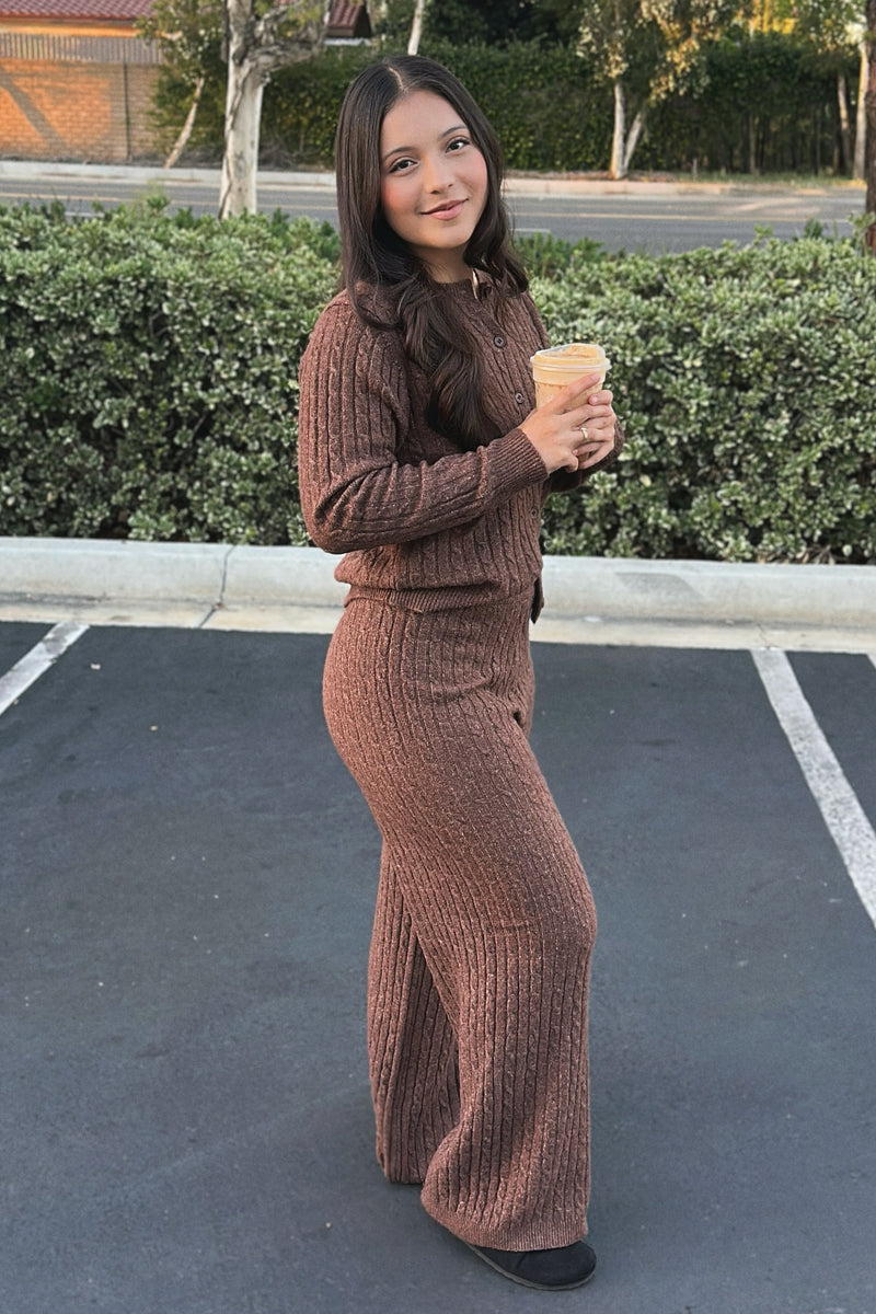 ASPEN CARDIGAN & PANTS SET (ESPRESSO)