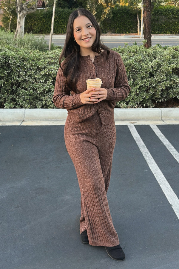 ASPEN CARDIGAN & PANTS SET (ESPRESSO)
