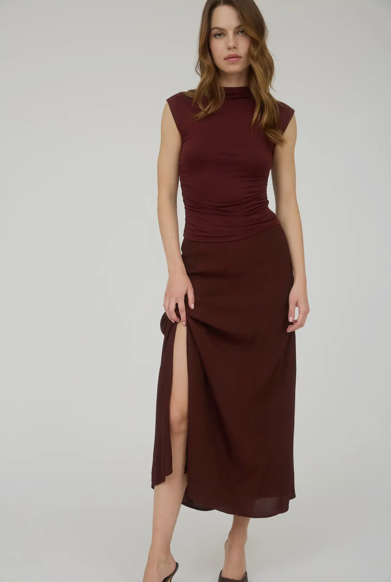 SIENNA SIDE SLIT MIDI SKIRT