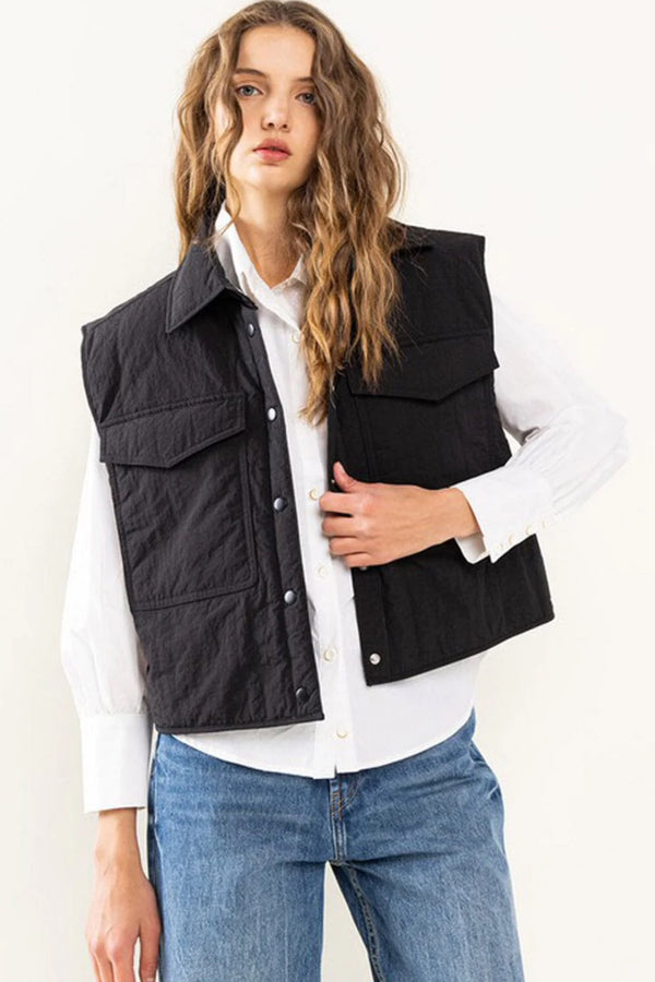 MABI OVERSIZE VEST - BLACK