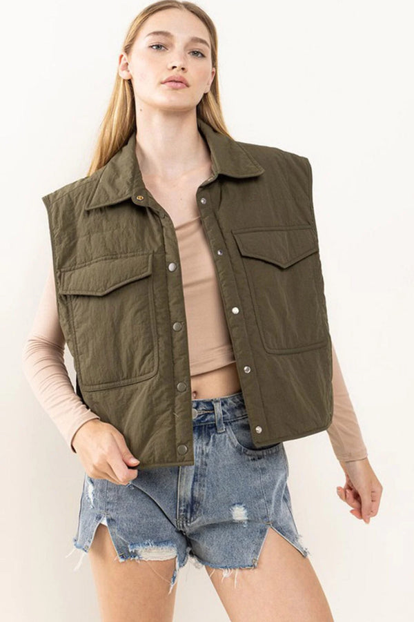 MABI OVERSIZED VEST - OLIVE