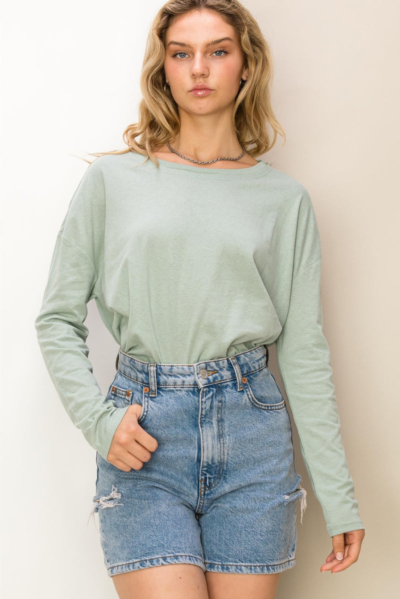 DAPHNE BOYFRIEND SIDE SLIT TEE (ICEBERG GREEN)