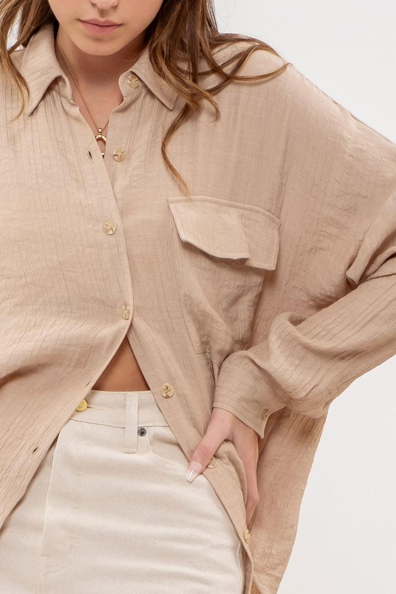 MAE BEIGE BUTTON DOWN SHIRT