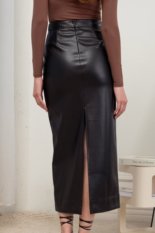 SOPHIA LEATHER SKIRT (BLK)