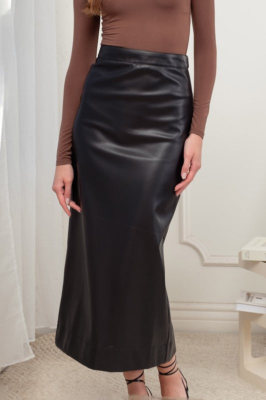 SOPHIA LEATHER SKIRT (BLK)