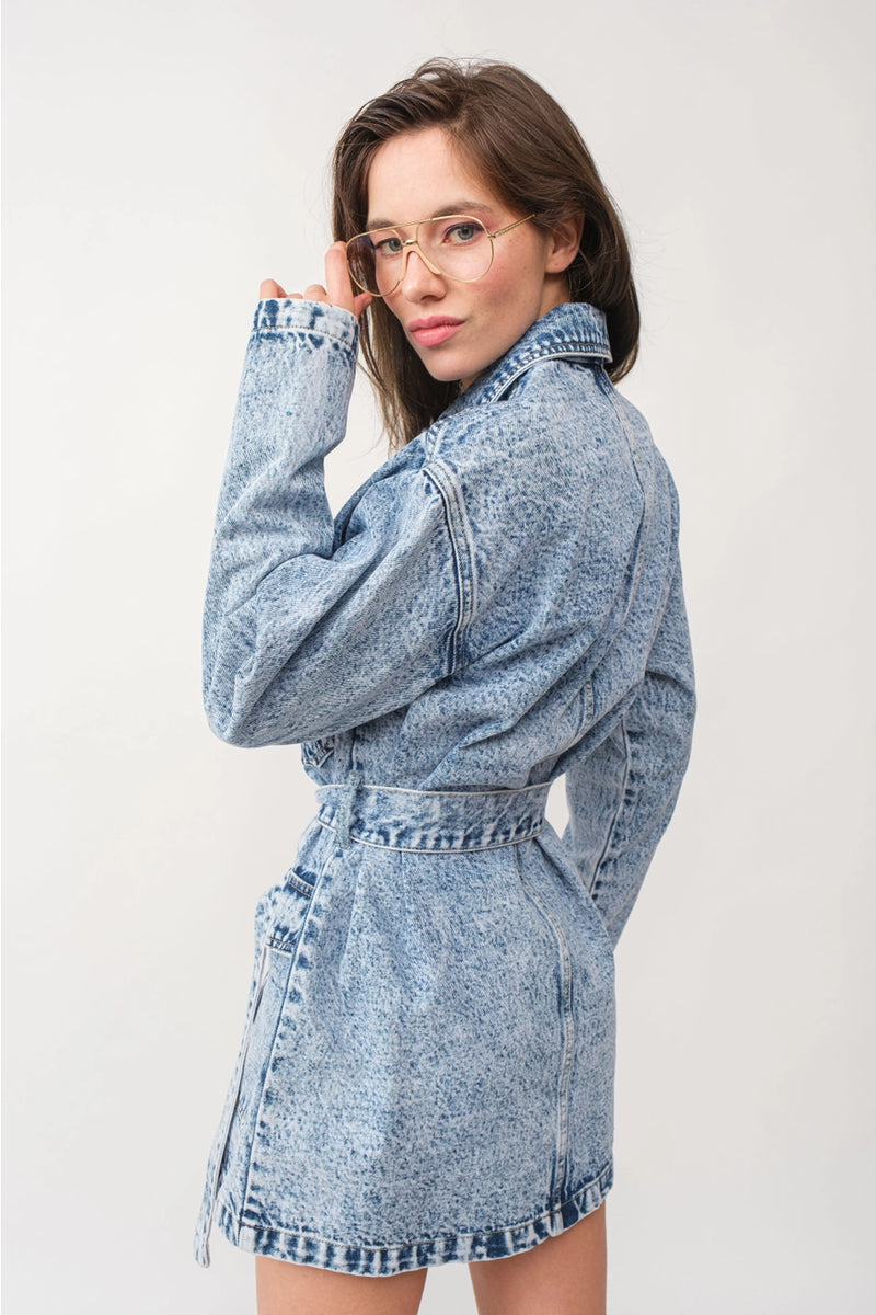 XENA BELTED DENIM DRESS