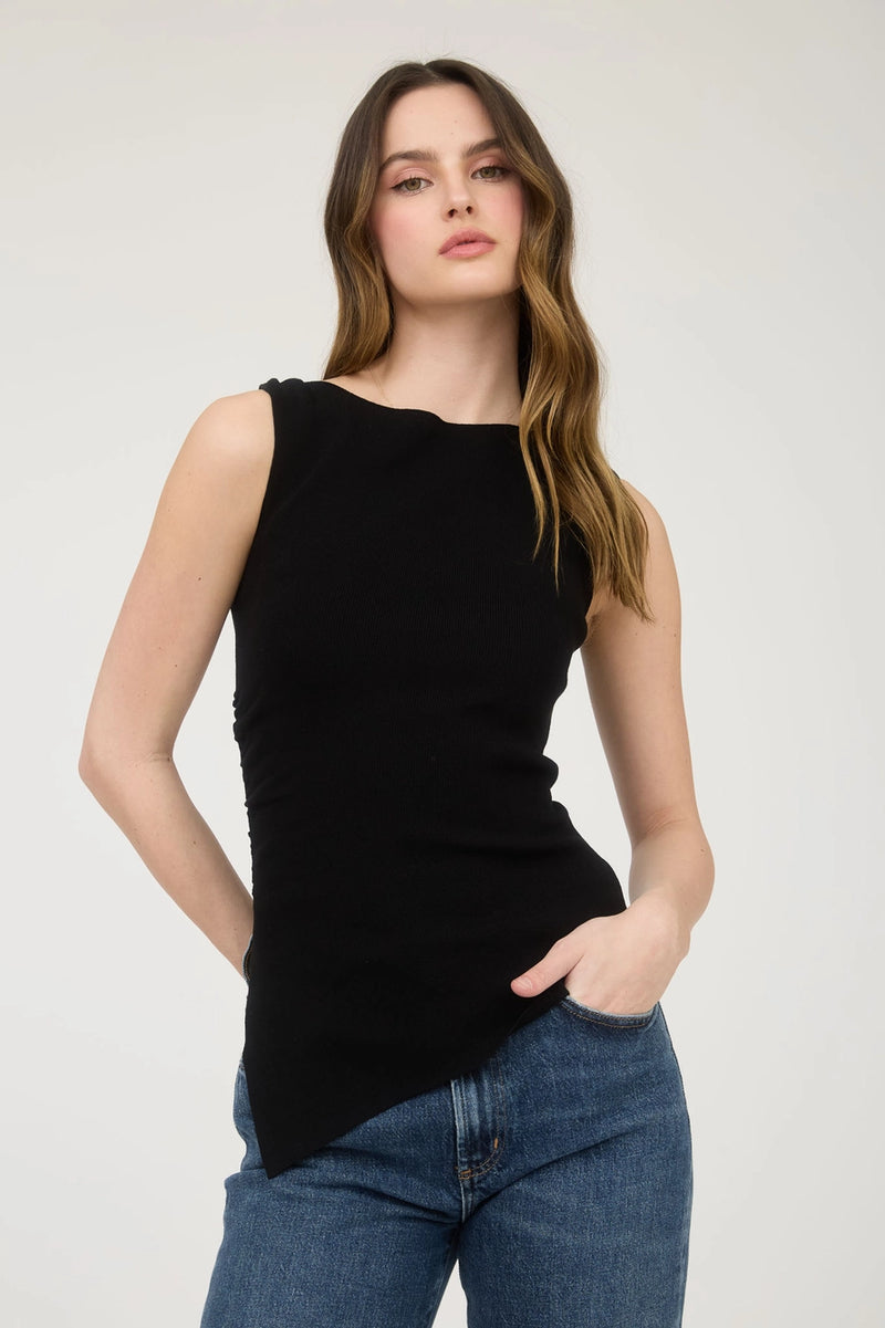 EVELYN ASYMMETRICAL KNIT TOP (BLK)